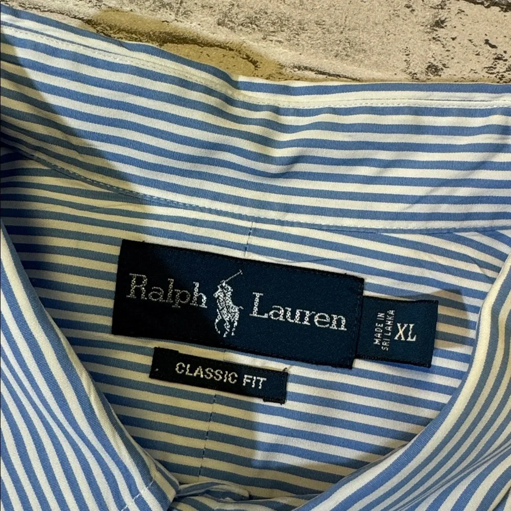 Polo Ralph Lauren mens XL classic fit blue stripe oxford button up casual shirt